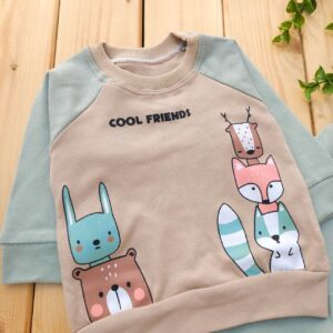 بلوز شلوار پنبه دورس کرم سبز cool friends آراس