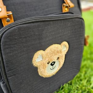 کیف کوله 2 حالته کتان چرم خرس پشمالو مشکی