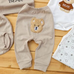 ست لباس 5تکه bear پشمالو کرم لیونا