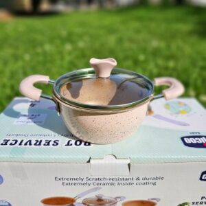 سرویس قابلمه تفلون درجه یک 4 تکه چیکو رنگ صورتی