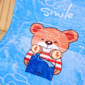 پتو گلبافت سایز بزرگ خرس smile آبی